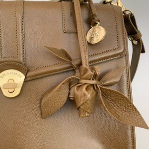 Brahmin Lady Green Satchel with Rose Details